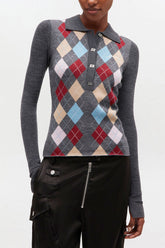 GANNI Discount Dark Grey Knitted Polo Shirt