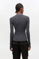 GANNI Discount Dark Grey Knitted Polo Shirt