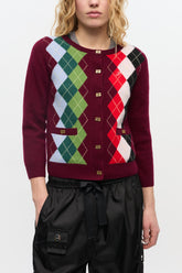 GANNI For Sale Burgundy Check Cardigan