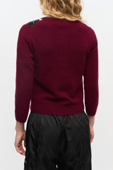 GANNI For Sale Burgundy Check Cardigan