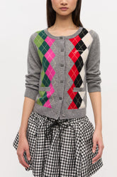 GANNI Outlet Grey Check Cardigan