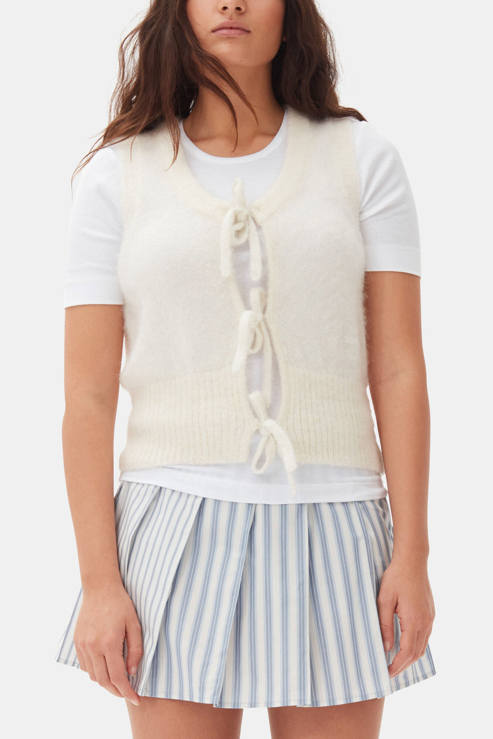GANNI New Ivory Tie String Vest