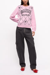 GANNI On Sale Pink Graphic Bow Sweater