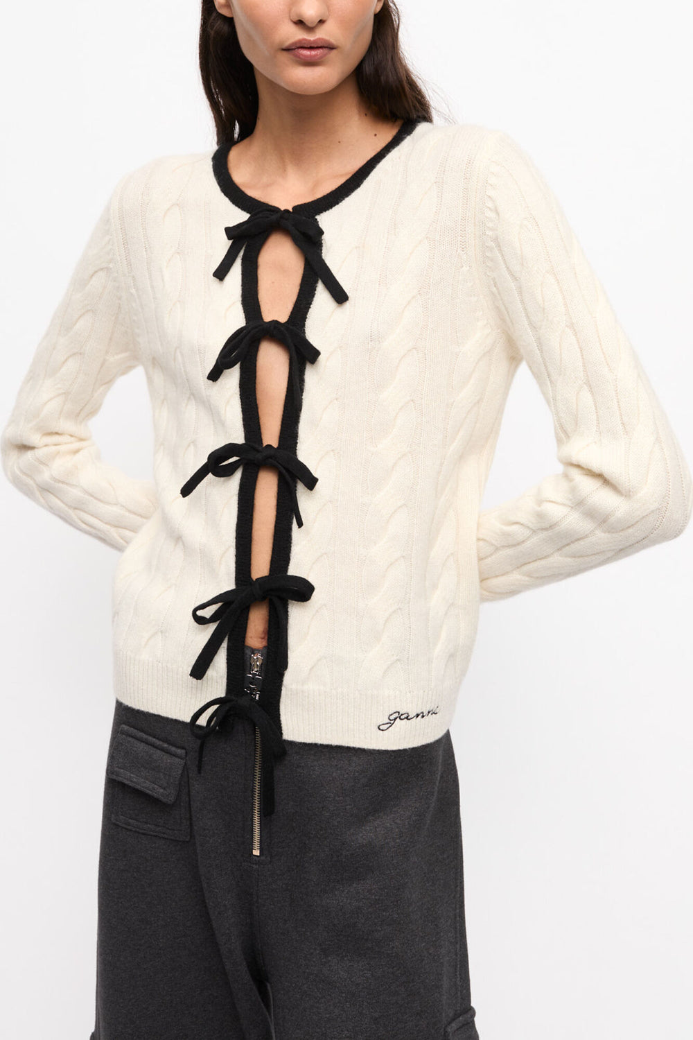 GANNI For Sale Cardigan in White Cashmere Mix
