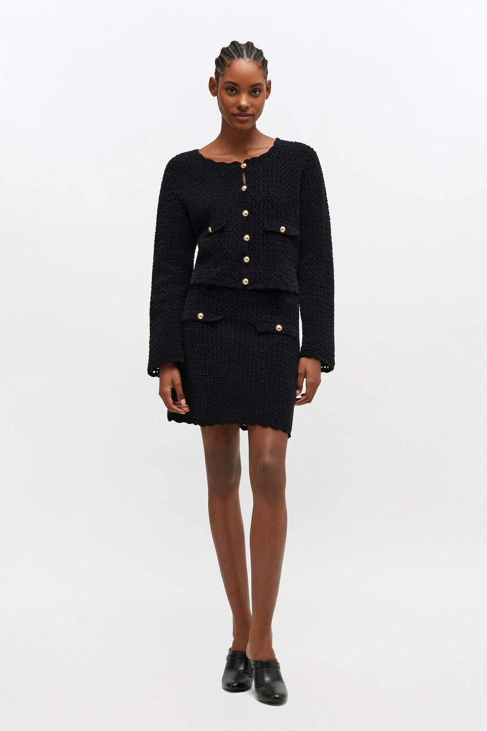 GANNI Outlet Black Crochet Mini Skirt