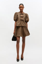 GANNI Discount Crinkled Check Mini Circle Skirt