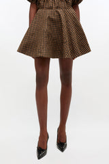 GANNI Discount Crinkled Check Mini Circle Skirt