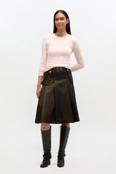 GANNI Outlet Duchesse Nylon Pleated Skirt