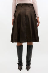 GANNI Outlet Duchesse Nylon Pleated Skirt
