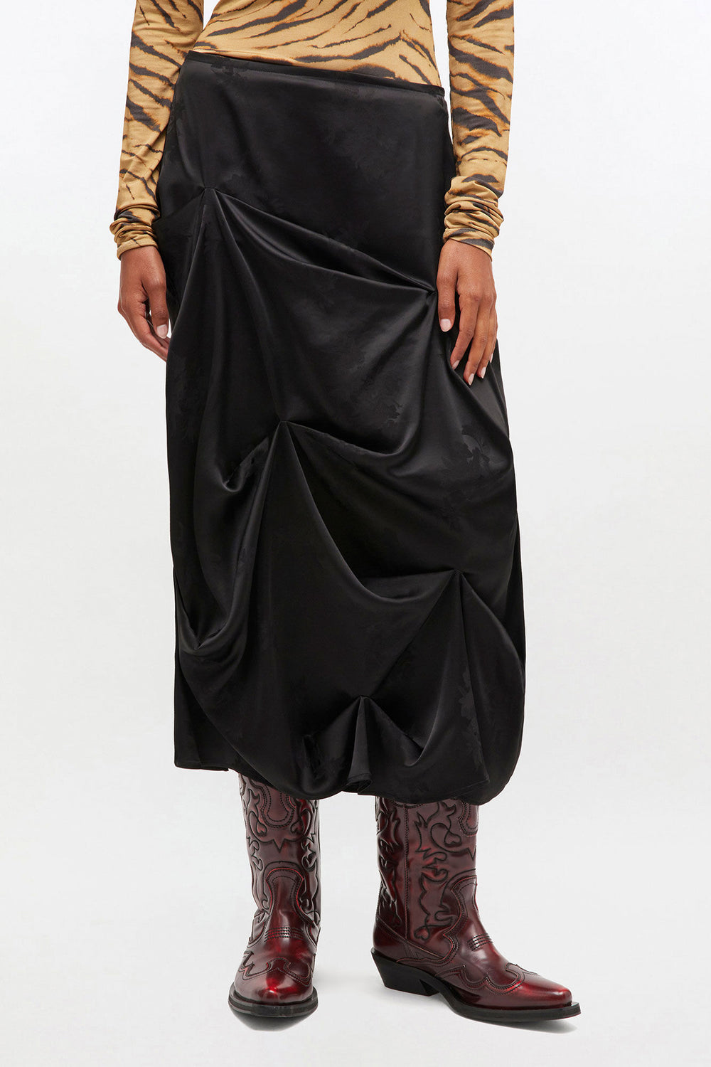 GANNI us Black Draped Skirt