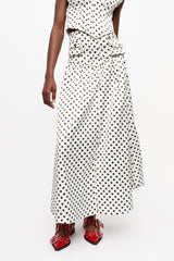 GANNI On Sale Polka-dot Double Satin Long Pocket Skirt