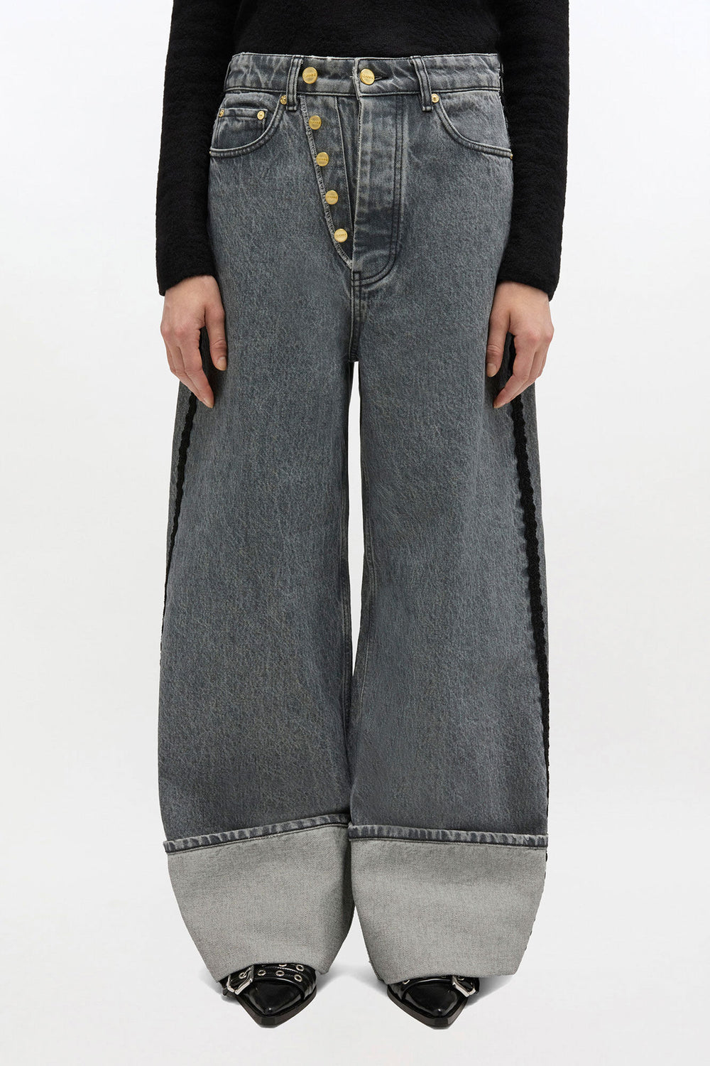 GANNI Hot Sale Baggy Jeans with Double Fly