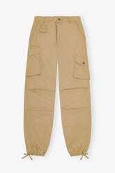 GANNI Discount Camel Washed Cotton Twill Pants