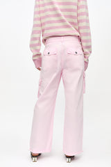 GANNI Outlet Pink Washed Cotton Twill Pants