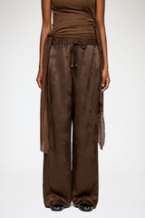 GANNI New Pants in Brown Satin