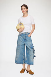 GANNI us Baggy Cropped Jeans in Flower Print Denim