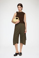 GANNI On Sale Capri Pants in Brown Wool Melange
