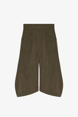 GANNI On Sale Capri Pants in Brown Wool Melange