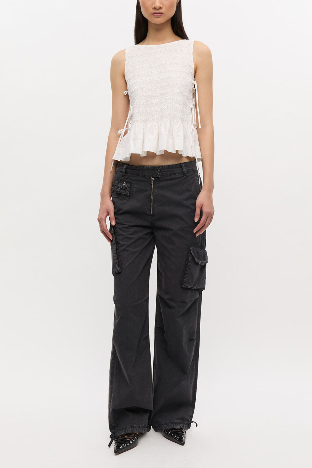 GANNI us Black Washed Twill Pants