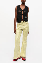 GANNI On Sale Green Foil Jeans