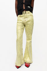 GANNI On Sale Green Foil Jeans