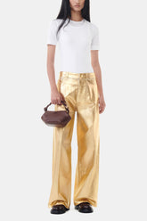 GANNI us Gold Foil Wide Jeans
