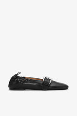 GANNI On Sale Buckle Strap Ballerinas in Black