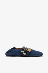 GANNI Outlet Sue Triple Ballerina in Denim