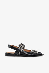GANNI Hot Sale Feminine Buckle Ballerinas in Black