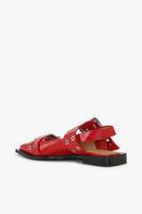 GANNI Sale Feminine Buckle Ballerinas in Red