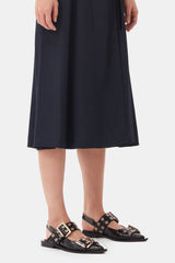 GANNI Discount Feminine Buckle Ballerinas in Black Croco Patent