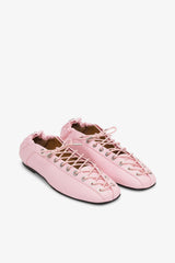 GANNI New Lace-Up Ballerinas in Rose