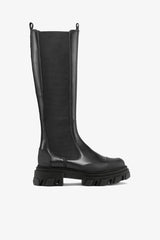 GANNI Online Cleated High Chelsea Boots in Black