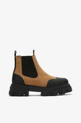 GANNI Sale Low Chelsea Boots in Suede Brown