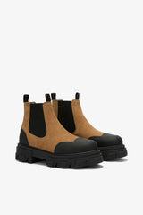 GANNI Sale Low Chelsea Boots in Suede Brown