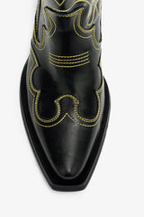 GANNI Hot Sale Mid Shaft Embroidered Western Boots