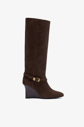GANNI Hot Sale Kat High Boot in Brown Suede