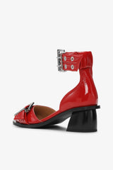 GANNI Sale Red Feminine Buckle Open Cut Pumps