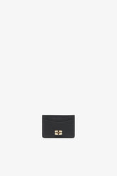 GANNI For Sale Black Card Holder in Grained Black with Gold