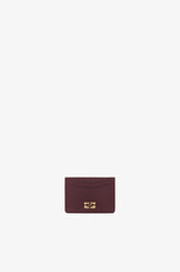 GANNI Outlet Port Royale Bou Card Holder in Grained Burgundy