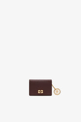 GANNI Hot Sale Chicory Coffee Card Holder With Flap in Grained Brown