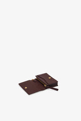 GANNI Hot Sale Chicory Coffee Card Holder With Flap in Grained Brown