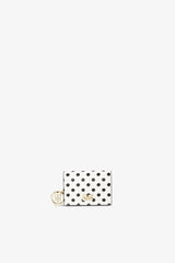 GANNI Outlet Egret Bou Card Holder With Flap and Dots
