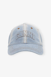 GANNI Online Light Denim Cap in Light Blue Denim
