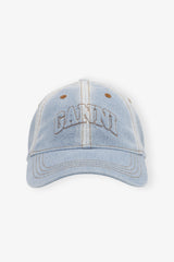 GANNI Online Light Denim Cap in Light Blue Denim