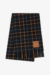 GANNI New Charcoal Grey Check Wool Scarf