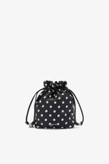 GANNI Online Black Printed Bou Bucket Pouch with Dots