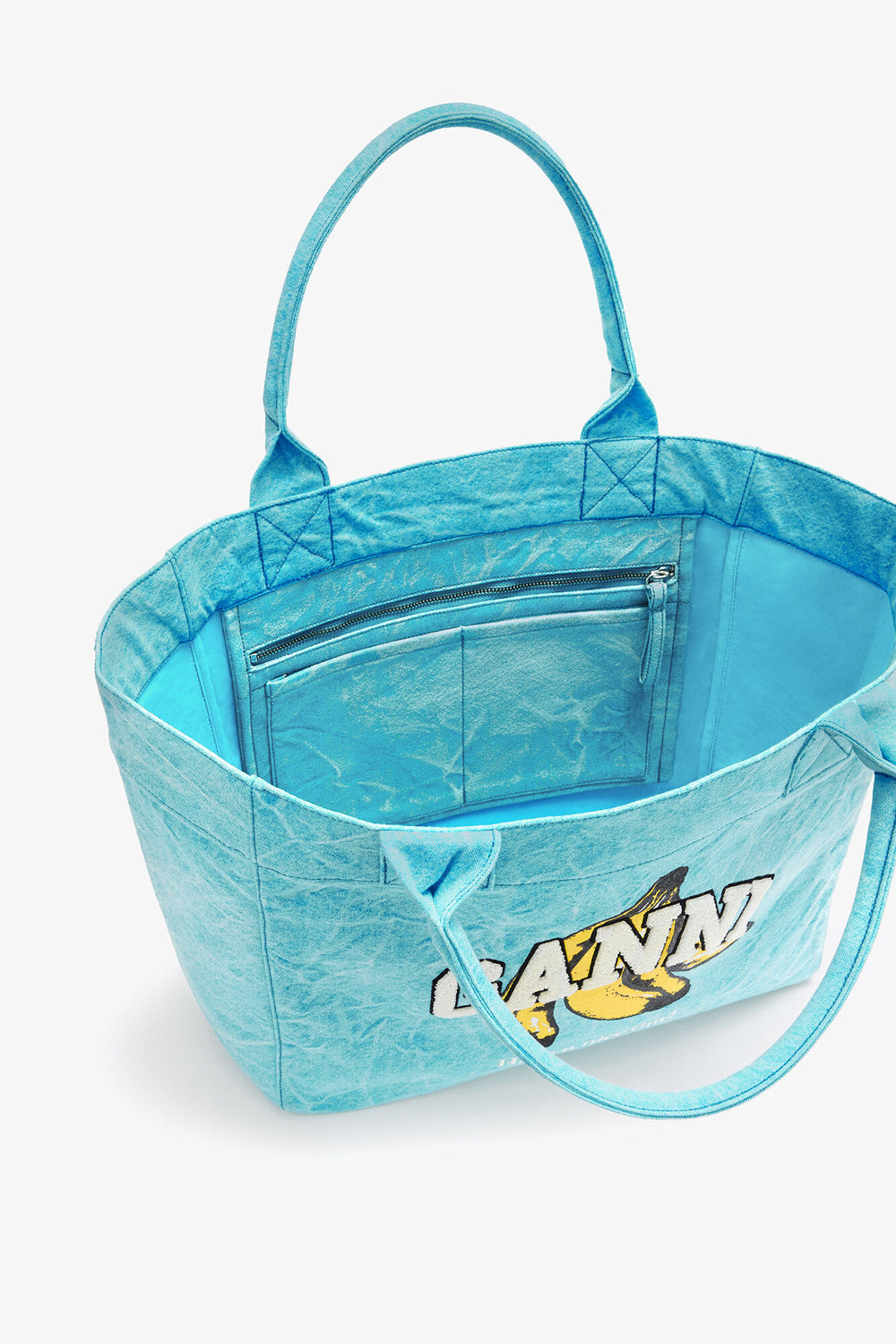 GANNI Sale Blue Curacao Medium Tote Bag in Blue