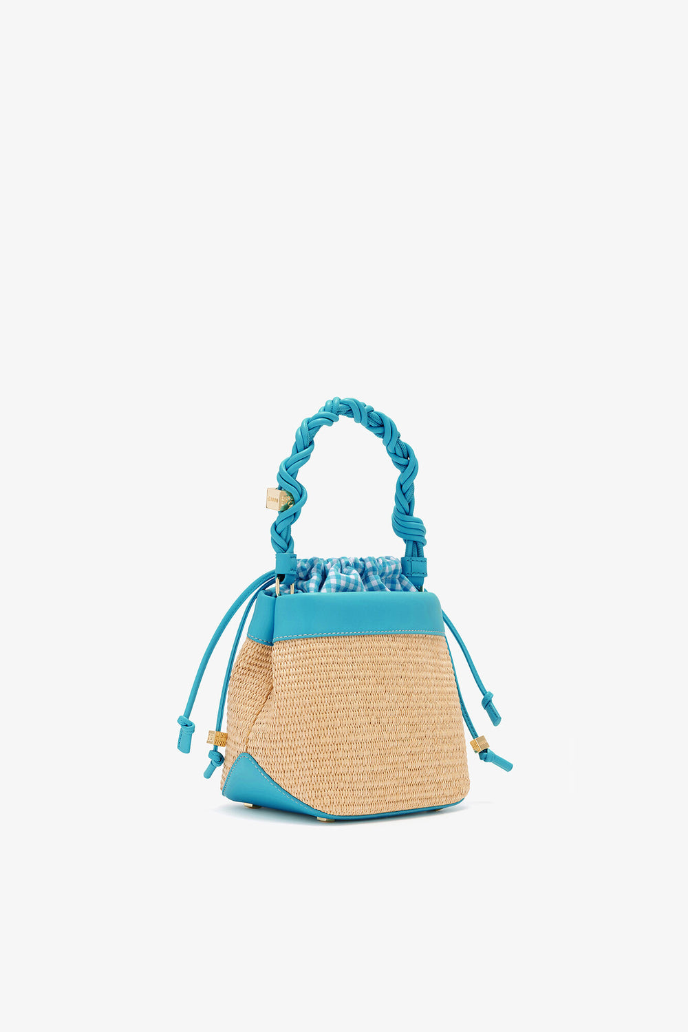 GANNI On Sale Scuba Blue Bou Bucket Bag in Raffia