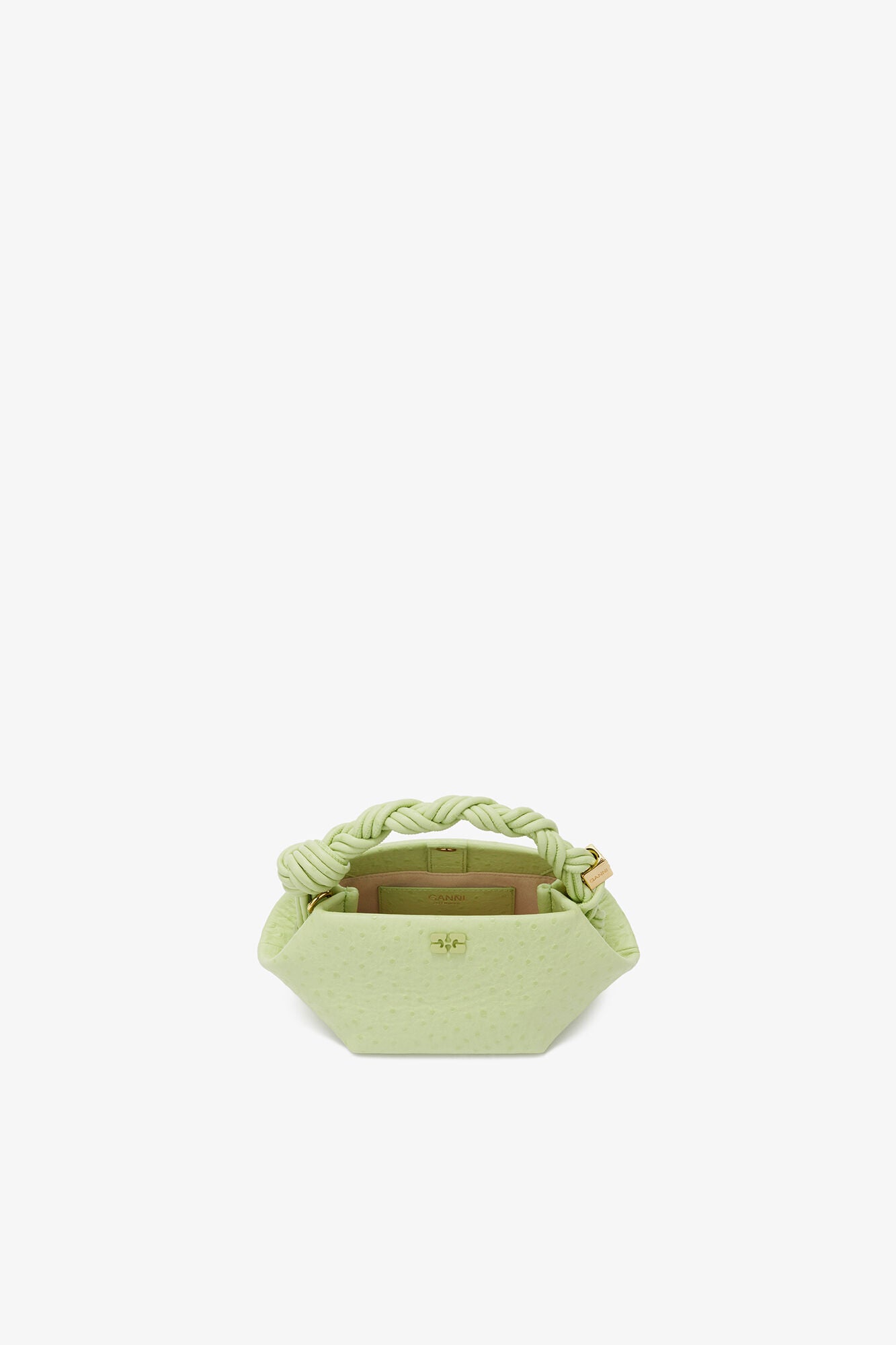 GANNI New Lily Green Mini Bou Bag in Green Ostrich